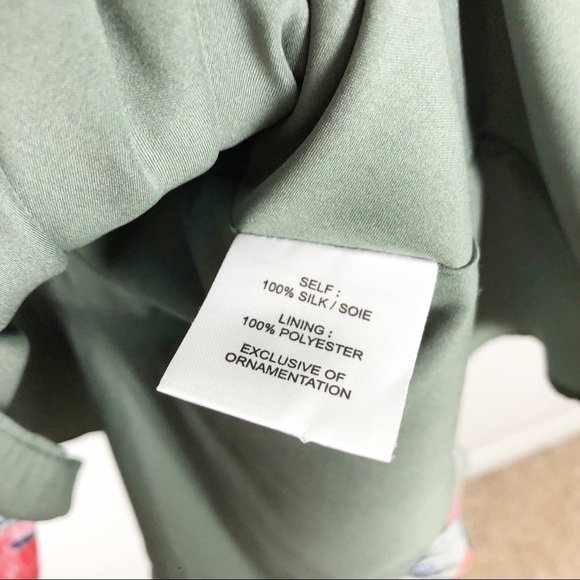 Tanya Taylor Rhett Floral Silk Mini Dress Green Size 4 Casual Cocktail v neck - Picture 7 of 8